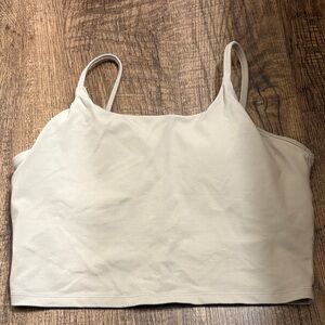 Gray Cream Sand Spaghetti Strap Crop Top Built-in Bra Removable Pads Large